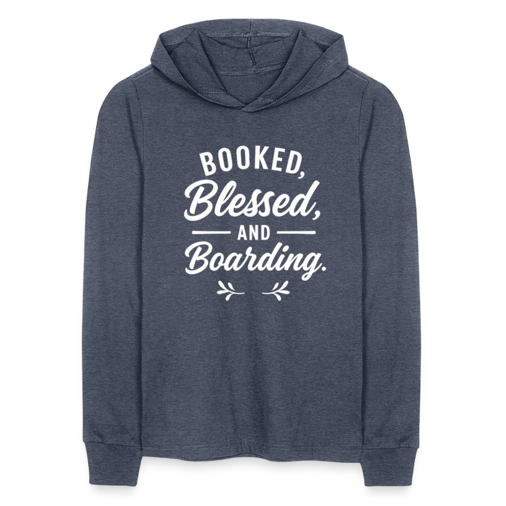 BOOKED BLESSED AND BOARDING. - heather navy