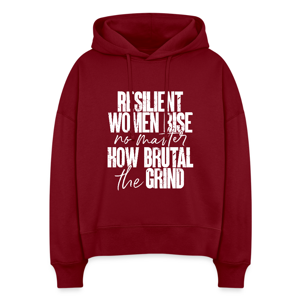 RESILIENT WOMEN RISE. NO MATTER HOW BRUTAL THE GRIND. - burgundy