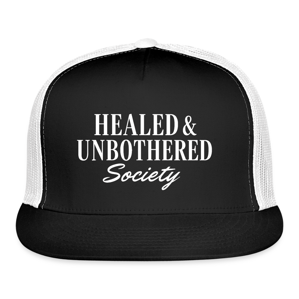 HEALED & UNBOTHERED SOCIETY Trucker Hat - black/white