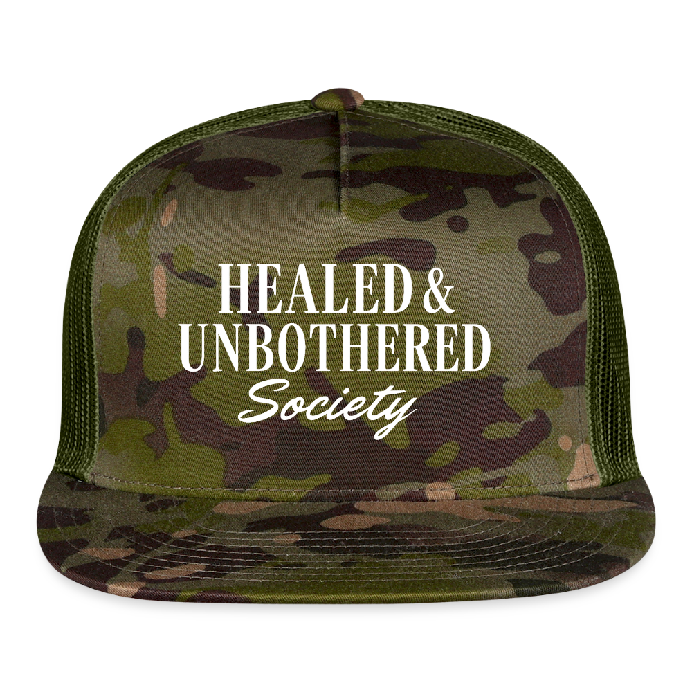 HEALED & UNBOTHERED SOCIETY Trucker Hat - MultiCam\green