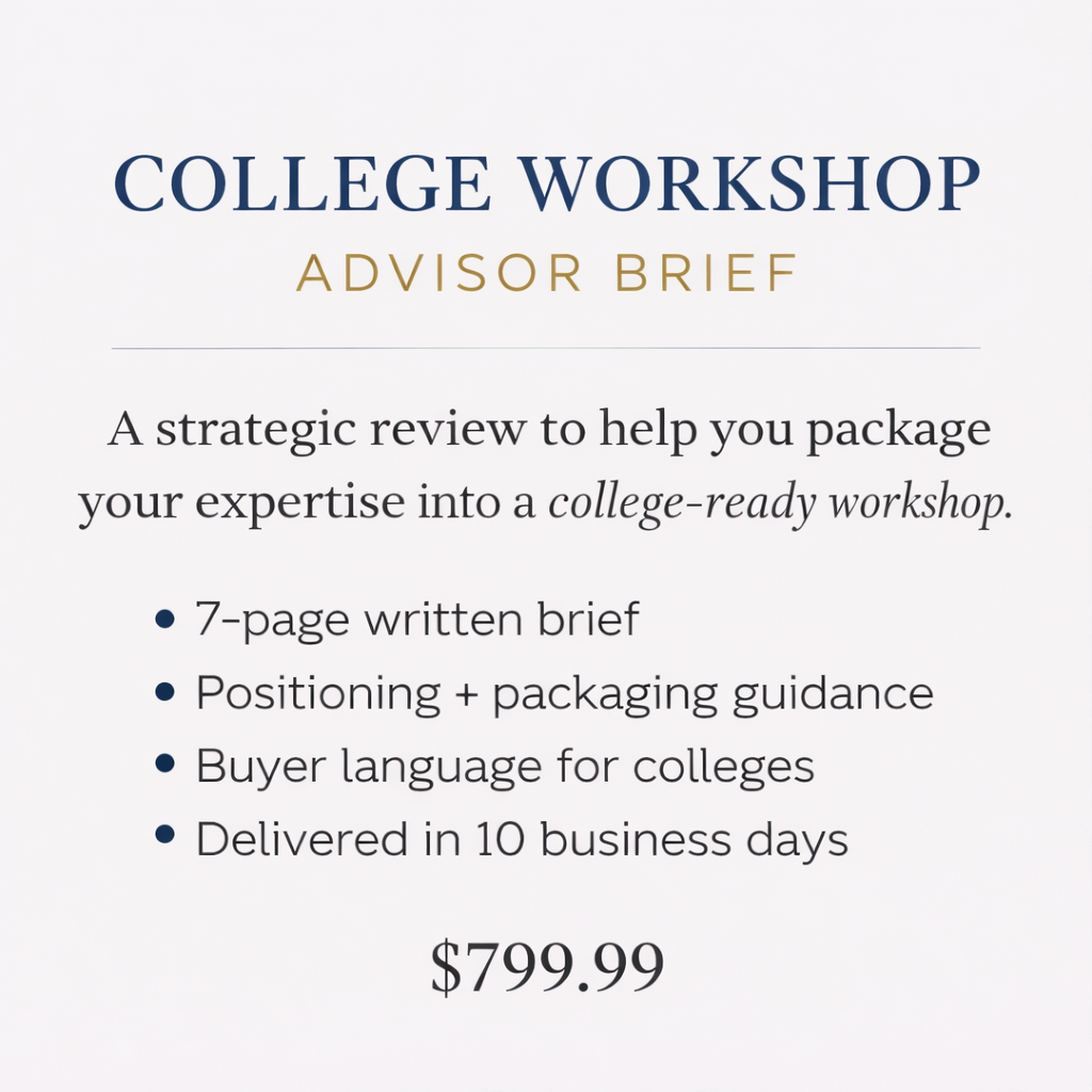College Workshop Advisor Brief: $799.99