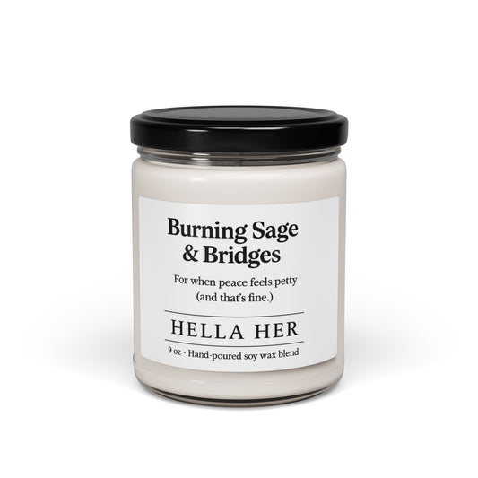 BURNING SAGE AND BRIDGES Scented Soy Candle, 9oz