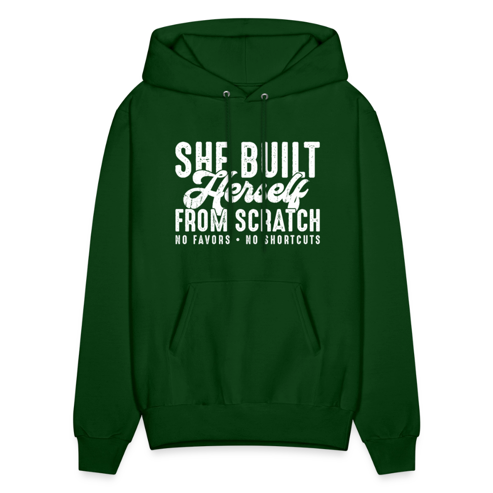 SHE BUILT HERSELF FROM SCRATCH. NO FAVOR. NO SHORTCUST UNISEX HOODIE - forest green