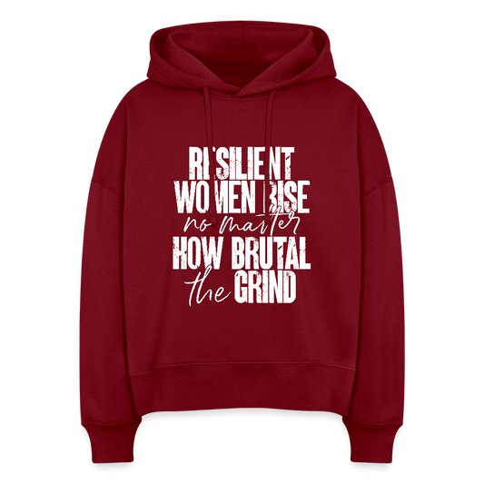 RESILIENT WOMEN RISE. NO MATTER HOW BRUTAL THE GRIND. - burgundy