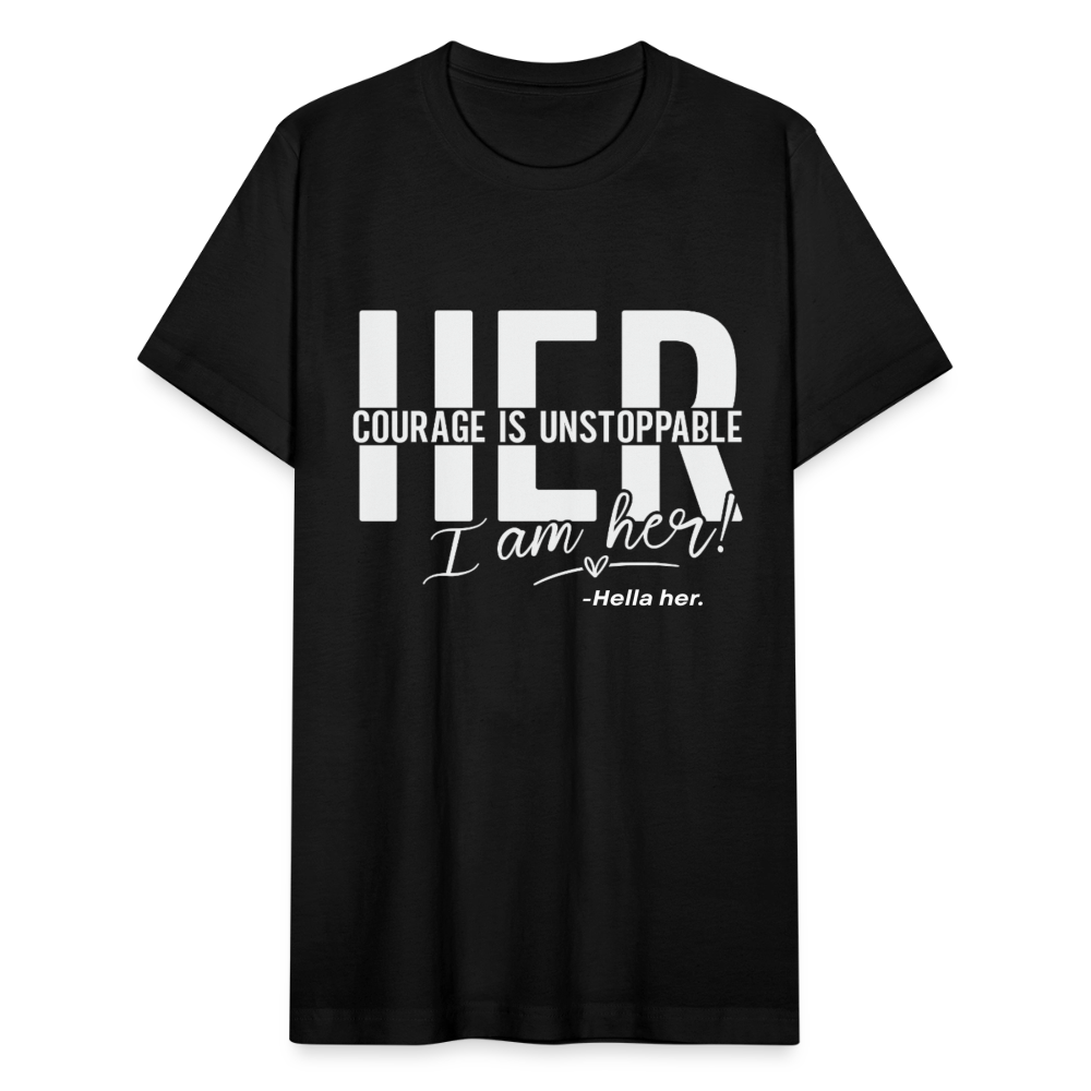 HER COURAGE IS UNSTOPPABLE. - black