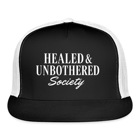 HEALED & UNBOTHERED SOCIETY Trucker Hat - black/white