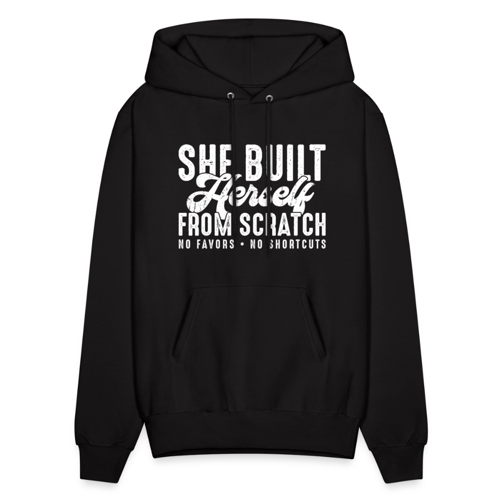 SHE BUILT HERSELF FROM SCRATCH. NO FAVOR. NO SHORTCUST UNISEX HOODIE - black