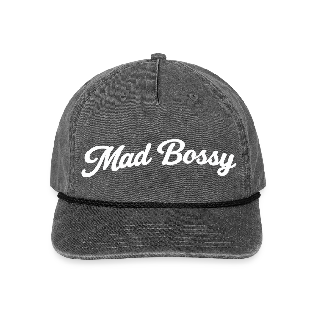 MAD BOSSY Vintage Washed Rope Cap - washed black