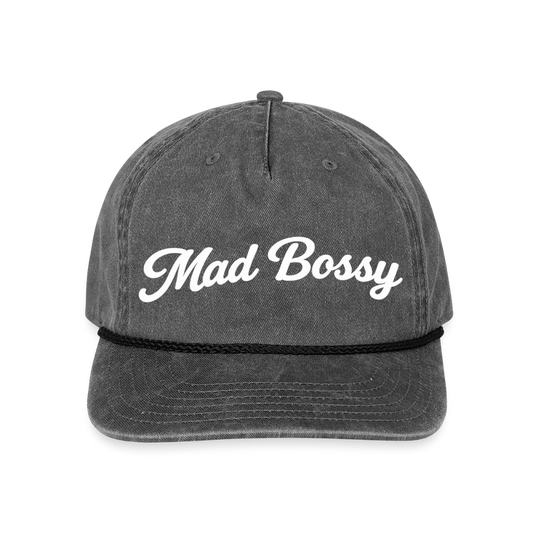 MAD BOSSY Vintage Washed Rope Cap - washed black