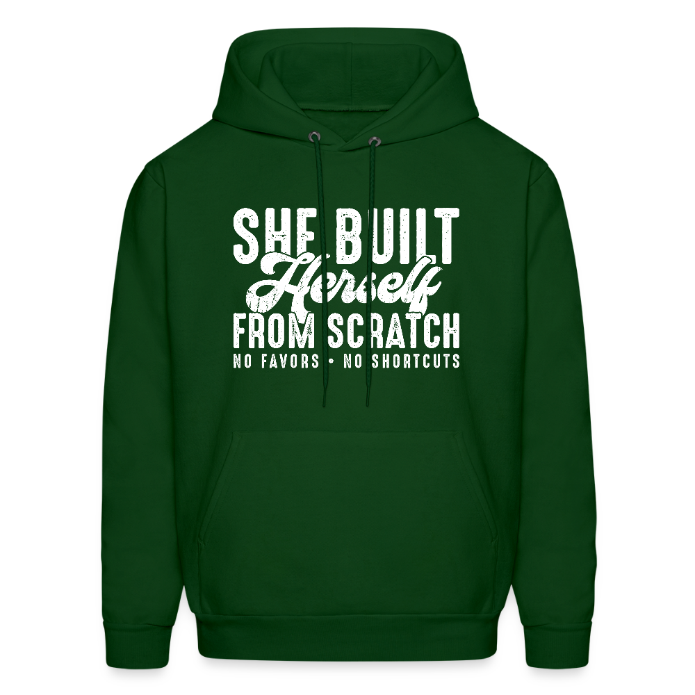 SHE BUILT HERSELF FROM SCRATCH. NO FAVOR. NO SHORTCUST UNISEX HOODIE - forest green
